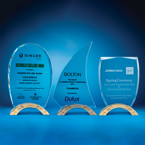 Crystal Plaque | D3034 A/B/C - D One Crystal Award Trophy Malaysia