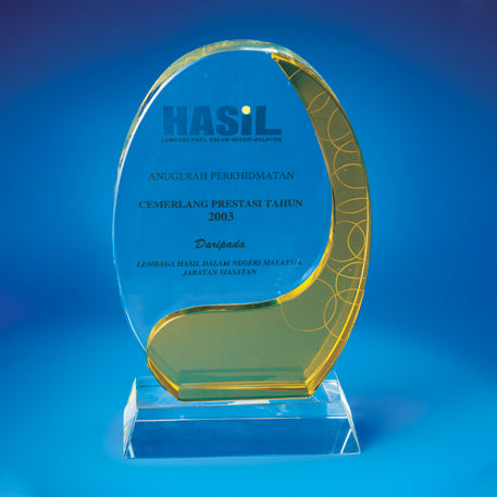 Crystal Plaque | D4018 - D One Crystal Award Trophy Malaysia